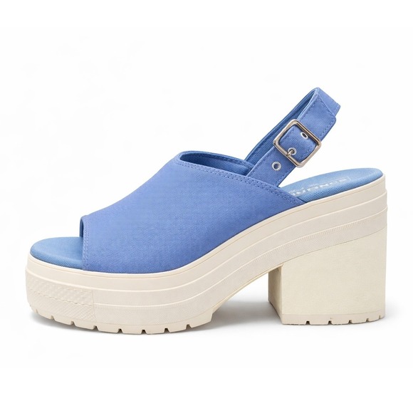 Converse Chuck Taylor All Star De Luxe Heel Sandal Blue Canvas A13810F Womens 10 - Picture 4 of 6